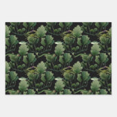 Feuille De Papier Cadeau Algues et poissons sur le noir (Devant 2)