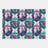 Feuille De Papier Cadeau Alice au pays des merveilles, cadre vert pourpre (Devant 2)