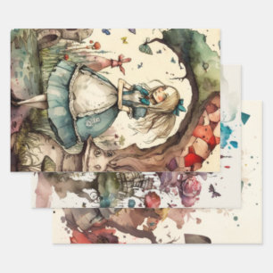 Feuille De Papier Cadeau Alice au pays des merveilles Vintage