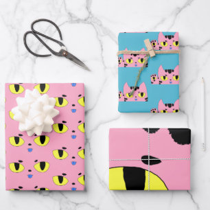Feuille De Papier Cadeau Alien Pocket Cat Pink Cartoon Kitten