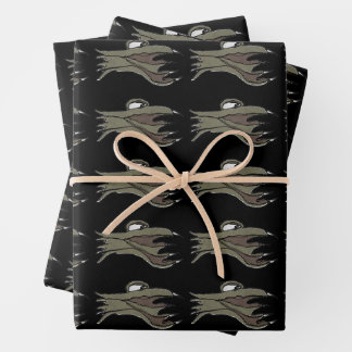 Feuille De Papier Cadeau Alien poisson dessiné main illustration motif