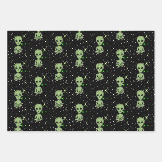 Feuille De Papier Cadeau Aliens, OVNI, Ufologie (Devant)