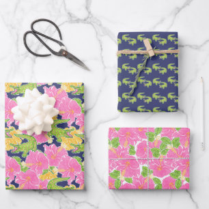 Feuille De Papier Cadeau Alligators de plage de Palm