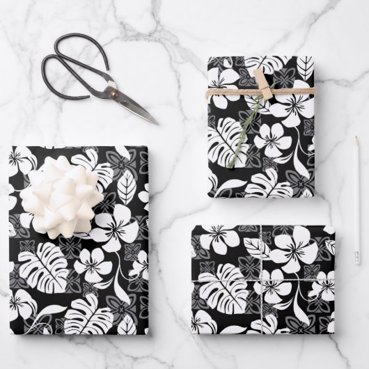 FEUILLE DE PAPIER CADEAU ALOHA VENDREDI (NOIR) (Recto)
