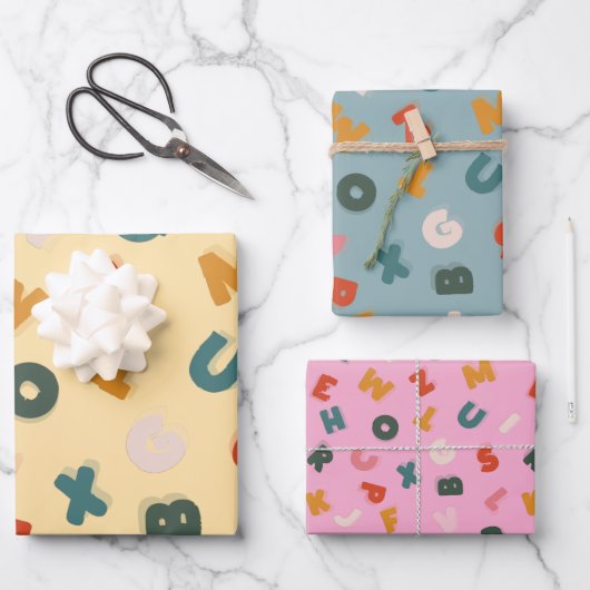 Feuille De Papier Cadeau Alphabet Joueur Rétro Deux Tons (Recto)