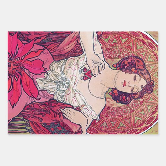 Feuille De Papier Cadeau Alphonse Mucha, Bijoux (Devant)