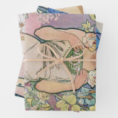 Feuille De Papier Cadeau Alphonse Mucha, Fleurs (En situation)