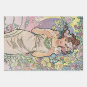 Feuille De Papier Cadeau Alphonse Mucha, Fleurs (Devant)
