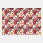 Feuille De Papier Cadeau Amaryllis et Chrysanthèmes Motif floral (Devant)