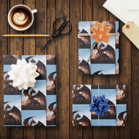 Feuille De Papier Cadeau Amber Dragon Imaginaire