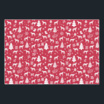 Feuille De Papier Cadeau American English Coonhound Christmas<br><div class="desc">Enveloppez vos cadeaux dans un style festif avec ce papier d'emballage rouge de Noël avec des icônes blanches américaines anglaises et des symboles de fête. Parfait pour ajouter une touche de charme à tout cadeau !</div>