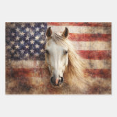 Feuille De Papier Cadeau American's 250th Celebration Horses Flags Decoupag (Devant)