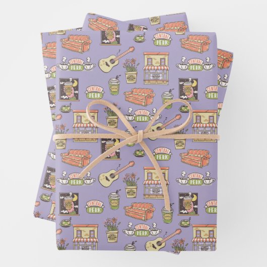 Feuille De Papier Cadeau AMIS™ | Motif d'icône violet (En situation)