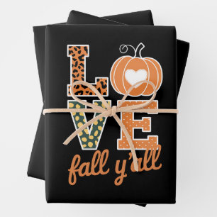 Feuille De Papier Cadeau Amour Automne Y'All Impression Léopard Automne Act
