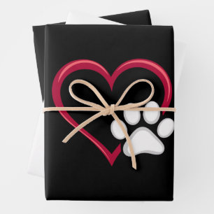 Feuille De Papier Cadeau Amour Coeur Chien Patte Saint-Valentin Amateur de 