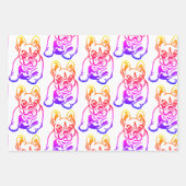 Feuille De Papier Cadeau Amour de Bouledogue Français French Bulldog (Devant 3)