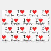 Feuille De Papier Cadeau Amour de Bouledogue Français French Bulldog (Devant 2)