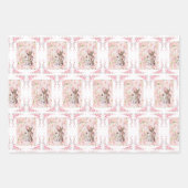 Feuille De Papier Cadeau Amour de lapin avec des roses roses (Devant 3)