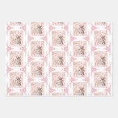 Feuille De Papier Cadeau Amour de lapin avec des roses roses (Devant 2)