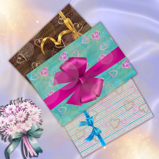 Feuille De Papier Cadeau Amour Doré