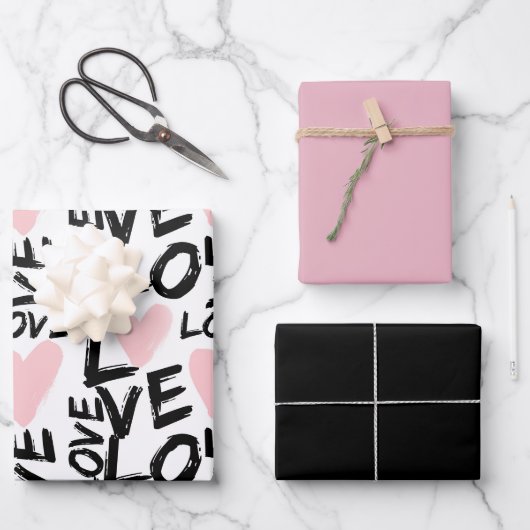 Feuille De Papier Cadeau Amour moderne (Recto)