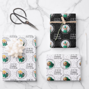 Feuille De Papier Cadeau Amoureux des chiens moderne Trois vacances de Noël