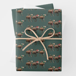 Feuille De Papier Cadeau Amoureux du renne de Noël Lumières de Noël de la f
