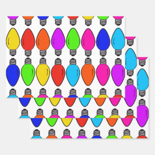 Feuille De Papier Cadeau Ampoules de Noël Motif