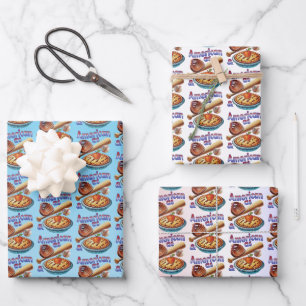 Feuille De Papier Cadeau Amusant américain comme Baseball & Pomme Pie