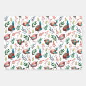 Feuille De Papier Cadeau Amusant Cute Rustique Petits Oiseaux Maisons Strip (Devant 3)