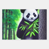 Feuille De Papier Cadeau Amusant Petit Ours Panda (Devant 3)