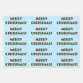 Feuille De Papier Cadeau Amusant style Art déco rouge et vert "JOYEUX NOËL (Devant 3)