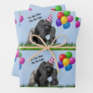 Feuille De Papier Cadeau Amusants Anniversaire Gorilla - Enveloppement Feui