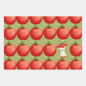 Feuille De Papier Cadeau Amusants avec pomme rouge aux fruits (Devant 2)