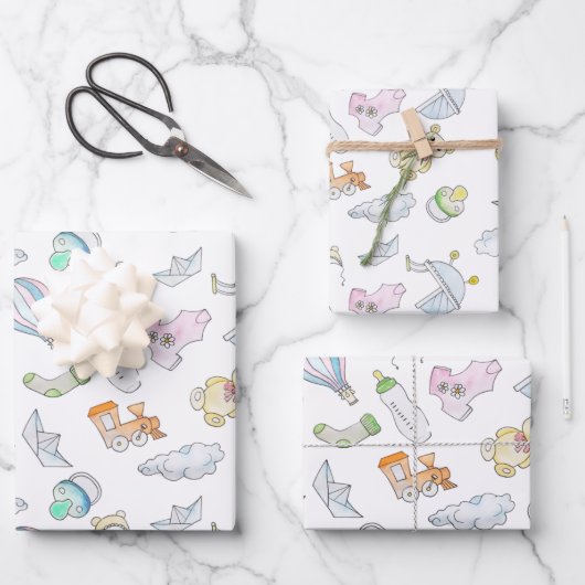 Feuille De Papier Cadeau Amusants bébés choses  (Recto)