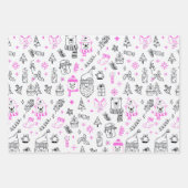 Feuille De Papier Cadeau Amusants Ligne Moderne Dessin Vacances Thème Noël (Devant)