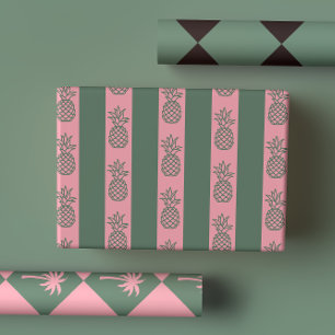 Feuille De Papier Cadeau Amusants Moderne Preppy Tropical Rose & Green Palm