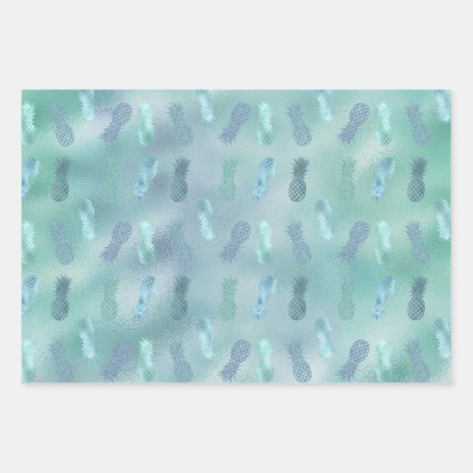 Feuille De Papier Cadeau Ananas à Parties scintillant rose Glam (Devant 3)