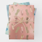 Feuille De Papier Cadeau Ananas à Parties scintillant rose Glam (En situation)