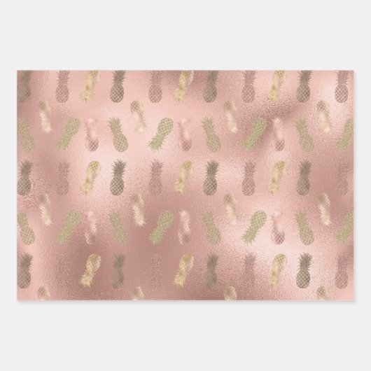 Feuille De Papier Cadeau Ananas à Parties scintillant rose Glam (Devant)