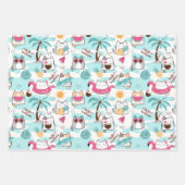 Feuille De Papier Cadeau Ananas au chat en été mignon (Devant)