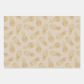 Feuille De Papier Cadeau Ananas en or sur Taupe (Devant 2)