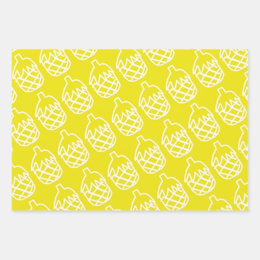 Feuille De Papier Cadeau Ananas jaune mignon design (Devant)