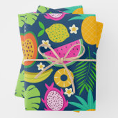 Feuille De Papier Cadeau Ananas tropical Banana (En situation)