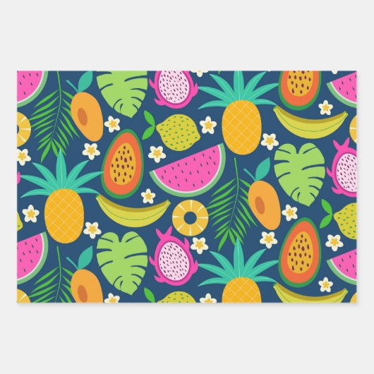 Feuille De Papier Cadeau Ananas tropical Banana (Devant)
