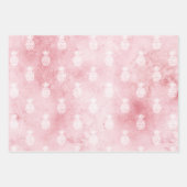 Feuille De Papier Cadeau Ananas Tropical Blanc Rose (Devant)