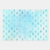 Feuille De Papier Cadeau Ananas tropicaux Aqua Gold Glam (Devant 3)