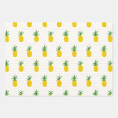 Feuille De Papier Cadeau Ananas tropicaux d'or (Devant)