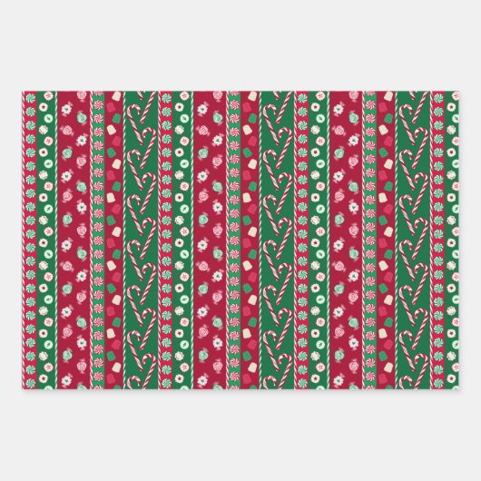 Feuille De Papier Cadeau Ancienne mode Candies de Noël Motif (Devant)