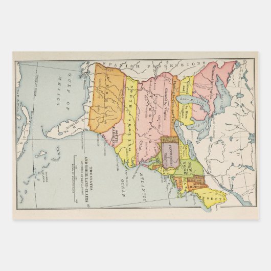 Feuille De Papier Cadeau Anciennes cartes américaines : Révolution, Guerre  (Devant)